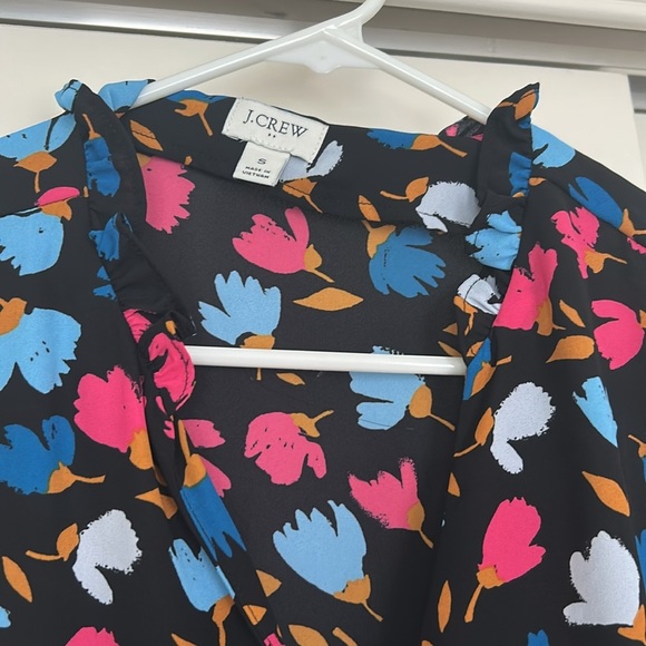 J Crew Factory Printed Ruffle Long Sleeve Blouse - Picture 3 of 6